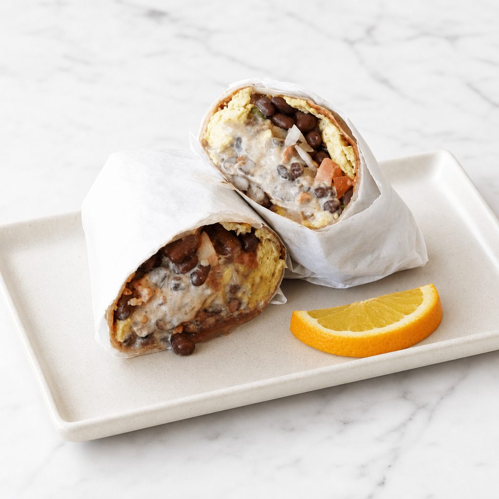 Beef Barbacoa Breakfast Burrito.