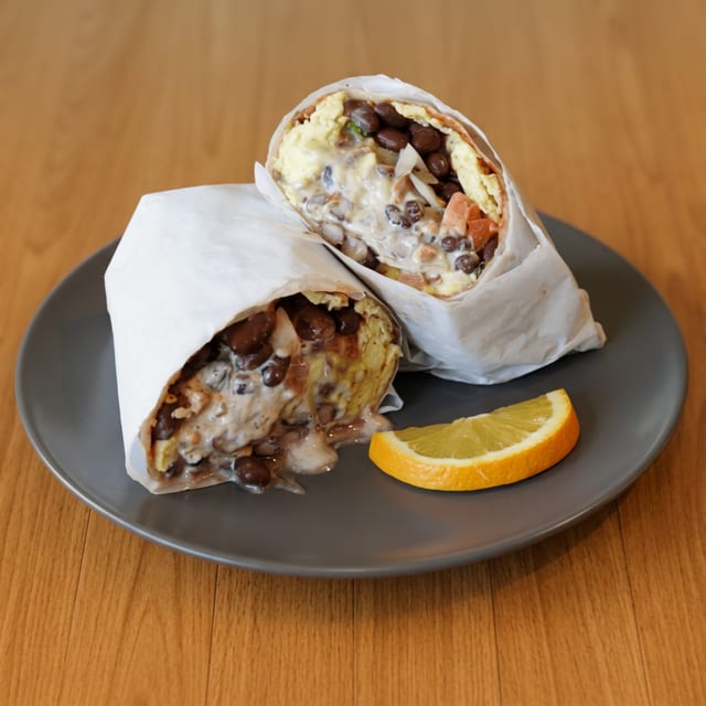 Beef Barbacoa Breakfast Burrito.